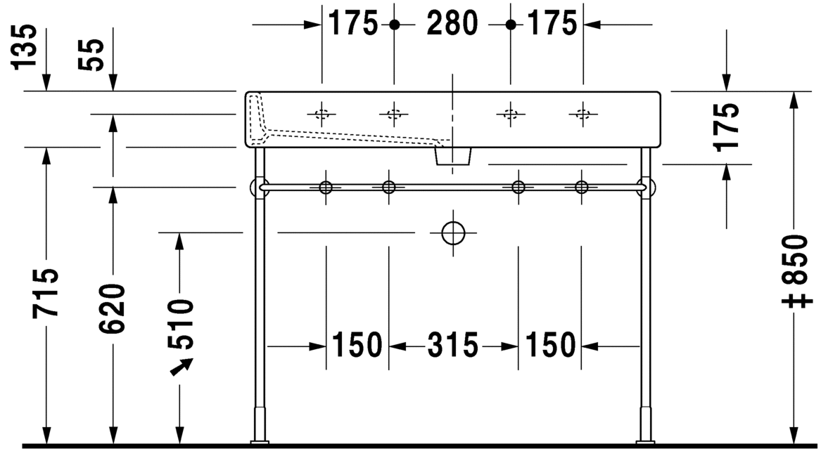 Раковина Duravit Vero двойная 100х47 045410 схема 4