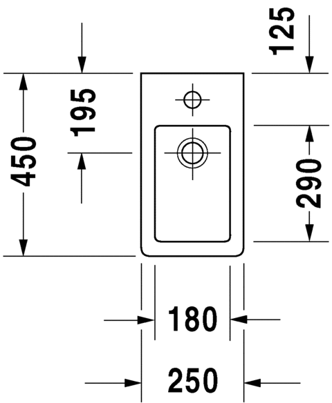 Раковина Duravit Vero 25х45 070225 схема 1