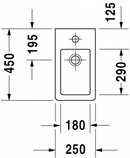 Раковина Duravit Vero 25х45 070225 схема 1