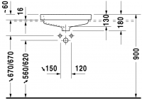 Раковина Duravit Vero встраиваемая 55х46,5 031555 схема 2