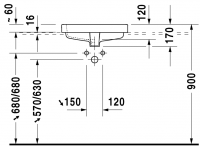 Раковина Duravit Vero встраиваемая 50х46,5 031550 схема 2