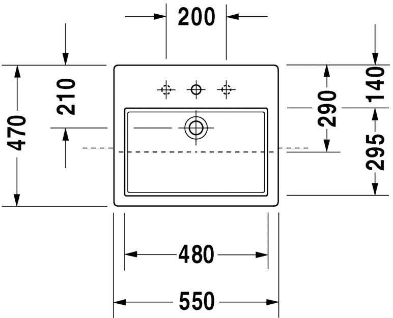 Раковина Duravit Vero полувстраиваемая 55х47 031455 схема 2