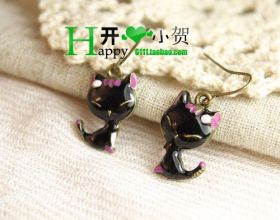 Сережки "Черный котенок"