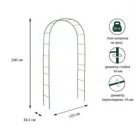 Арка садовая, разборная, 240 ? 125 ? 36.5 см, металл, зелёная, Greengo