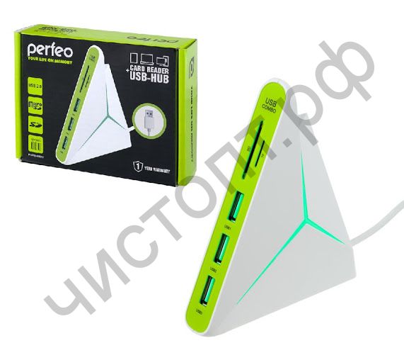 USB HUB USB-хаб Perfeo COMBO 3 Port+Card Reader SD/MMC+Micro SD (PF-HYD-8029H-G)