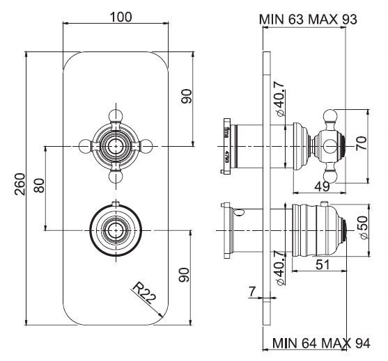 Fima carlo frattini Fimatherm смеситель для ванны/душа F5089X7 схема 1