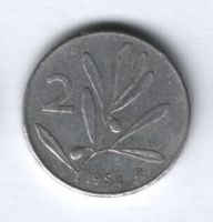 2 лиры 1954 года Италия