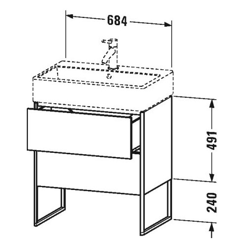 Тумба под раковину Duravit XSquare XS4474 68,4x46 схема 1