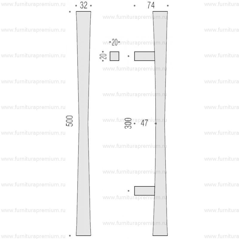 Ручка-скоба Colombo Noa ID16 A. Длина 500 мм.