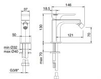 Treemme Hask смеситель для биде 6A22 схема 2