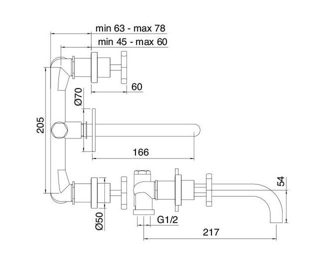 Treemme Line смеситель для раковины 1052 схема 1