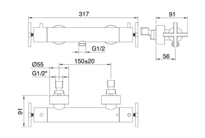 Смеситель Treemme Line для душа 7288XC ФОТО