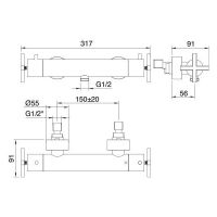 Душевой смеситель Treemme X-CHANGE 7288XC схема 1