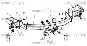 Фаркоп (тсу) Bosal Oris, крюк на болтах, тяга 2.5т