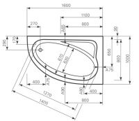 Ванна Mauersberger 1216000201 Aspera 160x100 схема 1