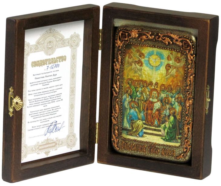 Настольная икона "Сошествие Святого Духа" на мореном дубе