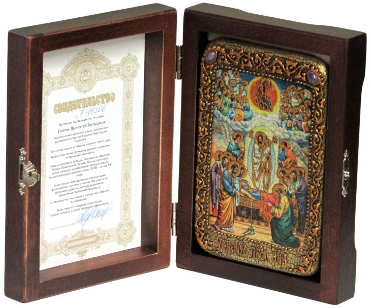 Настольная икона "Успение Пресвятой Богородицы" на мореном дубе