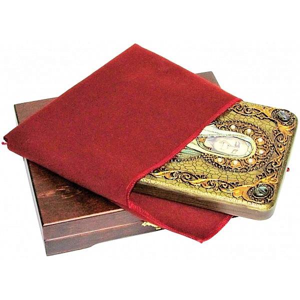 Инкрустированная подарочная икона Блаженная старица Матрона Московская (15*20 см, Россия) на натуральном мореном дубе в подарочной коробке