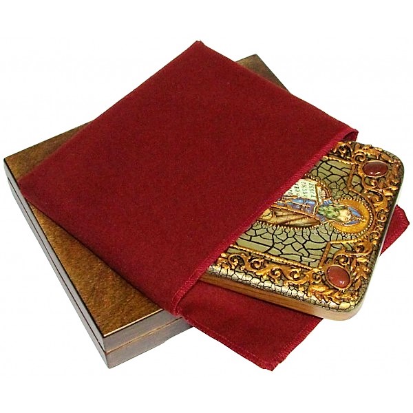 Инкрустированная икона Святой равноапостольный Кирилл Философ (15*20 см, Россия) на натуральном мореном дубе, в подарочной коробке