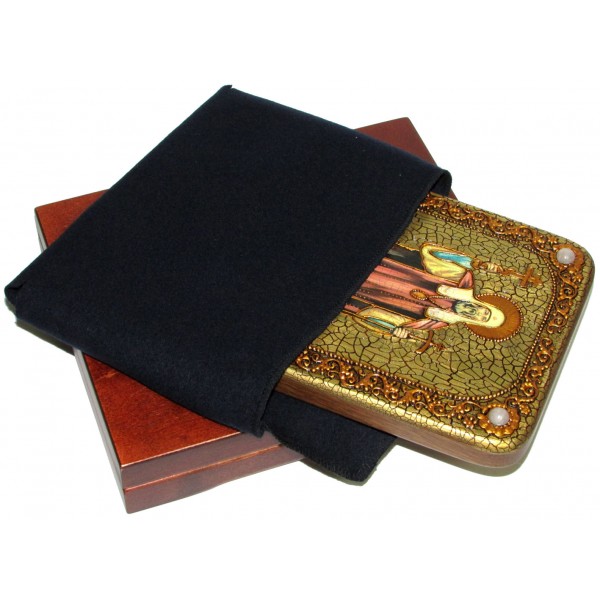 Инкрустированная икона Святитель Филипп, митрополит Московский (15*20 см, Россия) на натуральном мореном дубе, в подарочной коробке