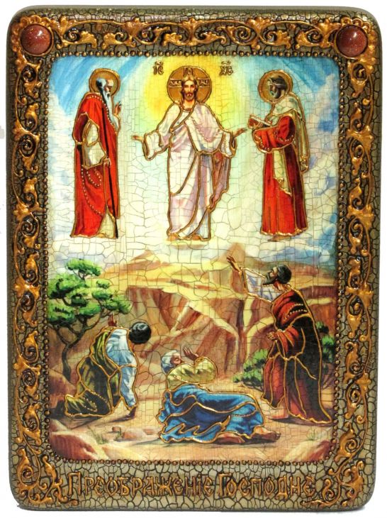 Подарочная икона "Преображение Господне" на мореном дубе