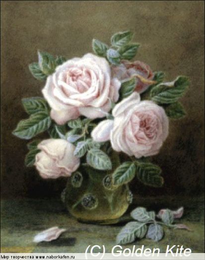 1791. Pink Roses in a Glass Vase