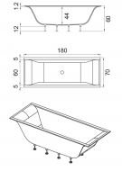 Ванна Hafro Rio 600 2RIA2N2 180x70 схема 1