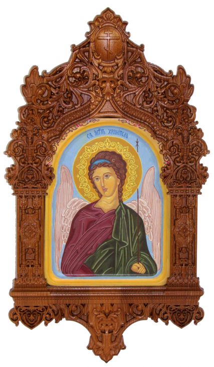 Рукописная икона "Ангел Хранитель" на кипарисе
