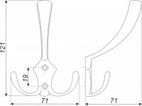 Мебельный крючок трёхрожковый K302CP.6