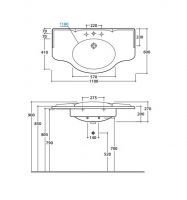 Раковина Globo Paestum PA022 110 х 60 PA022.BI схема 1