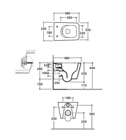 Globo унитаз подвесной Incantho INS05 схема 1