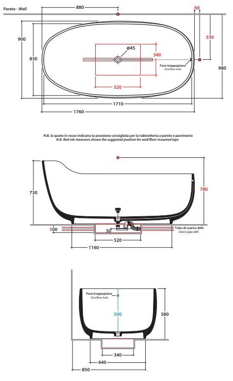 Globo ванна Bathtubs VAOLBI 176x90 схема 1