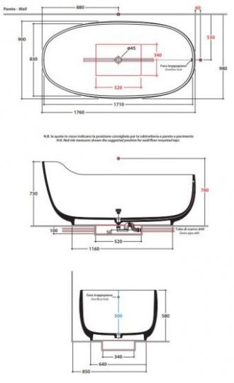 Globo ванна Bathtubs VAOLBI 176x90 схема 1