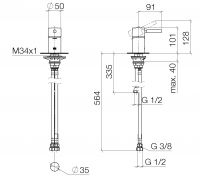 Dornbracht Meta смеситель для ванны 29300660 схема 1