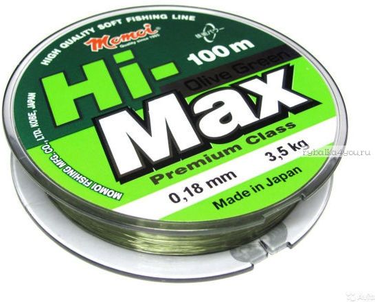 Леска монофильная Momoi Hi-Max Olive Green 100 м / цвет: зеленый