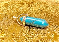 Биолокационный маятник натур камень Бирюза в металле 3см