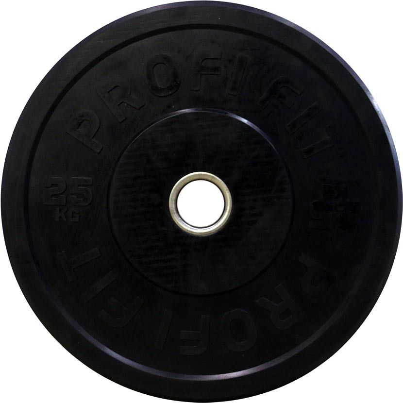 Диск для штанги каучуковый, черный, PROFI-FIT D-51, 25 кг