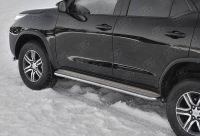 TOYOTA FORTUNER 2017- Пороги труба d42 с листом (Лист нерж, проф. нерж) (вариант 3) TFL-0028823