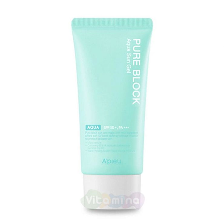 A'Pieu Увлажняющий солнцезащитный гель Pure Block Aqua Sun Gel SPF50+/PA+++, 50 мл