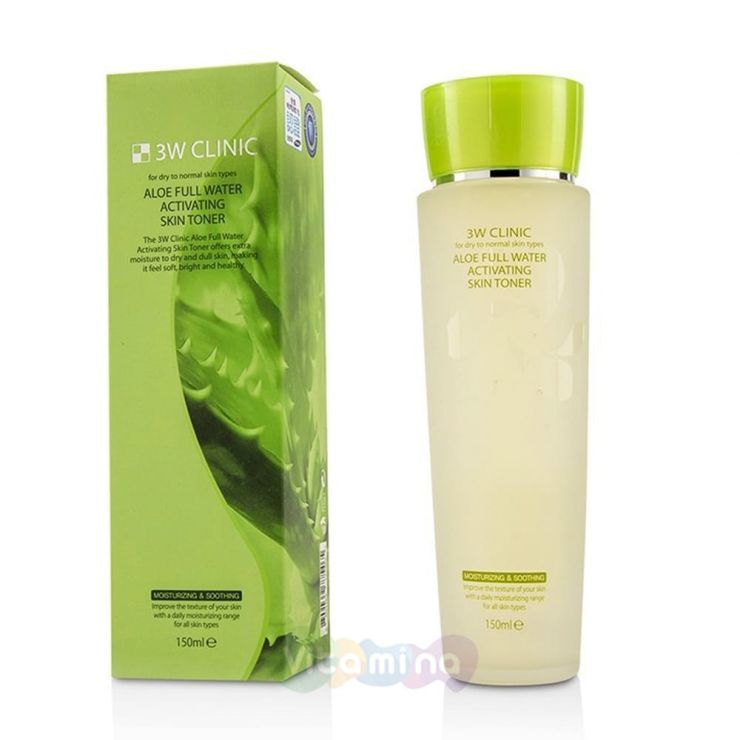 3W CLINIC Увлажняющий тонер с экстрактом алоэ Aloe Full Water Activating Skin Toner, 150 мл
