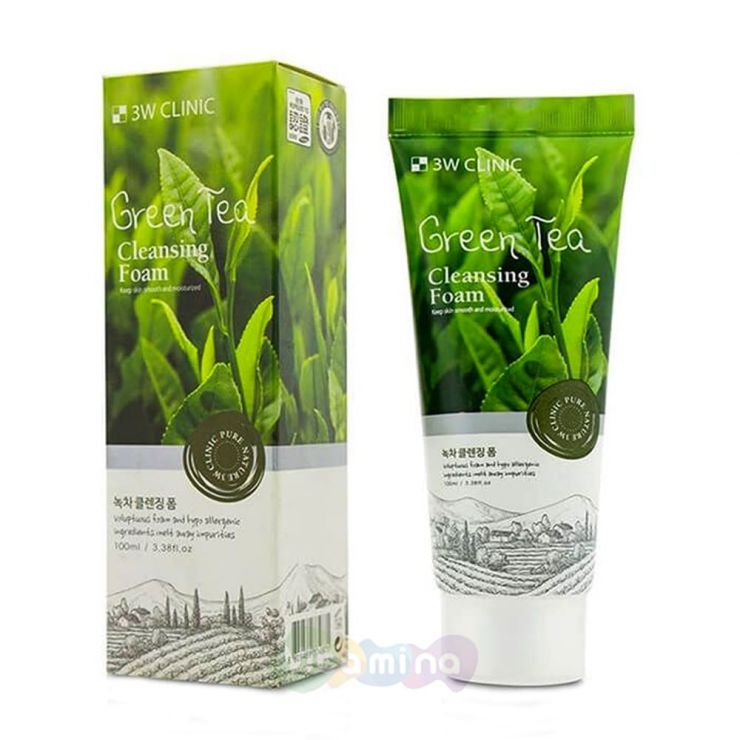 3W CLINIC Пенка для умывания с экстрактом зелёного чая Green Tea Cleansing Foam, 100 мл