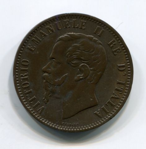 10 чентезимо 1866 года M, XF+, Италия