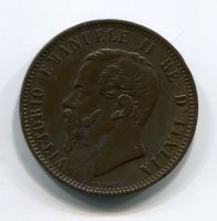 10 чентезимо 1866 года M, XF+, Италия
