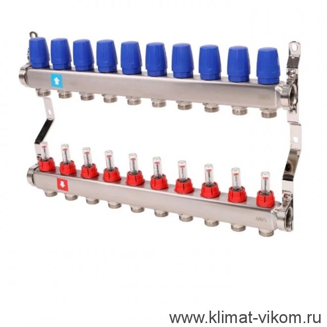 Коллектор MVI с расходомерами на 10 выходов