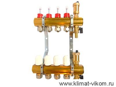 Коллекторная группа  в сборе с расходомерами Sibio 1"/3/4" (3) (латунь)