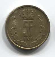 5 франков 1987 года Люксембург