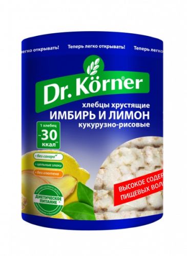 Хлебцы Dr.Korner Кукурузно-рисовые с имбирем и лимоном 90г