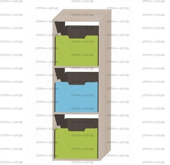 Стеллаж односекционный 13/69 с ящиками Фанки Кидз (40х37х118)