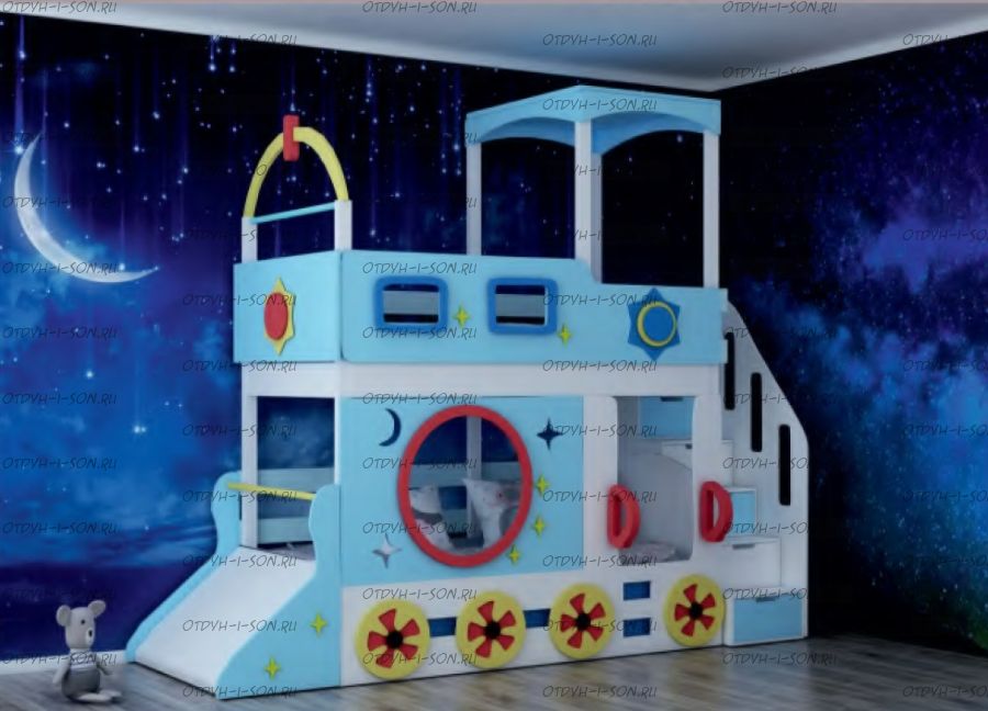 Кровать двухъярусная Домик Капитан-3 №К