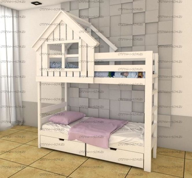 Кровать двухъярусная Домик Sidney №4